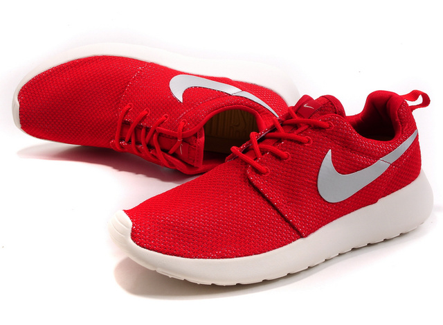 nike Roshe running chaussures hommes blanc rouge (2)